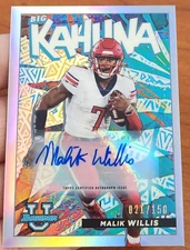 MALIK WILLIS 2021-22 BOWMAN UNIVERSITY RC BIG KAHUNA REFRACTOR AUTOGRAPH 21/150