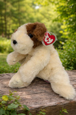 TY beanie babies baby patches dog brown white 1998 retired 12"