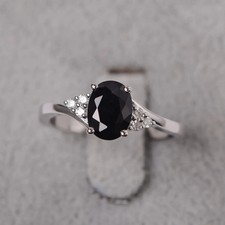 Black Onyx Gemstone 925 Sterling Silver Women Dainty Ring Duty Free