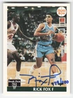 1991-92 Front Row #40 Rick Fox Authentic Signatures Rookie Auto #/1100 Tar Heels