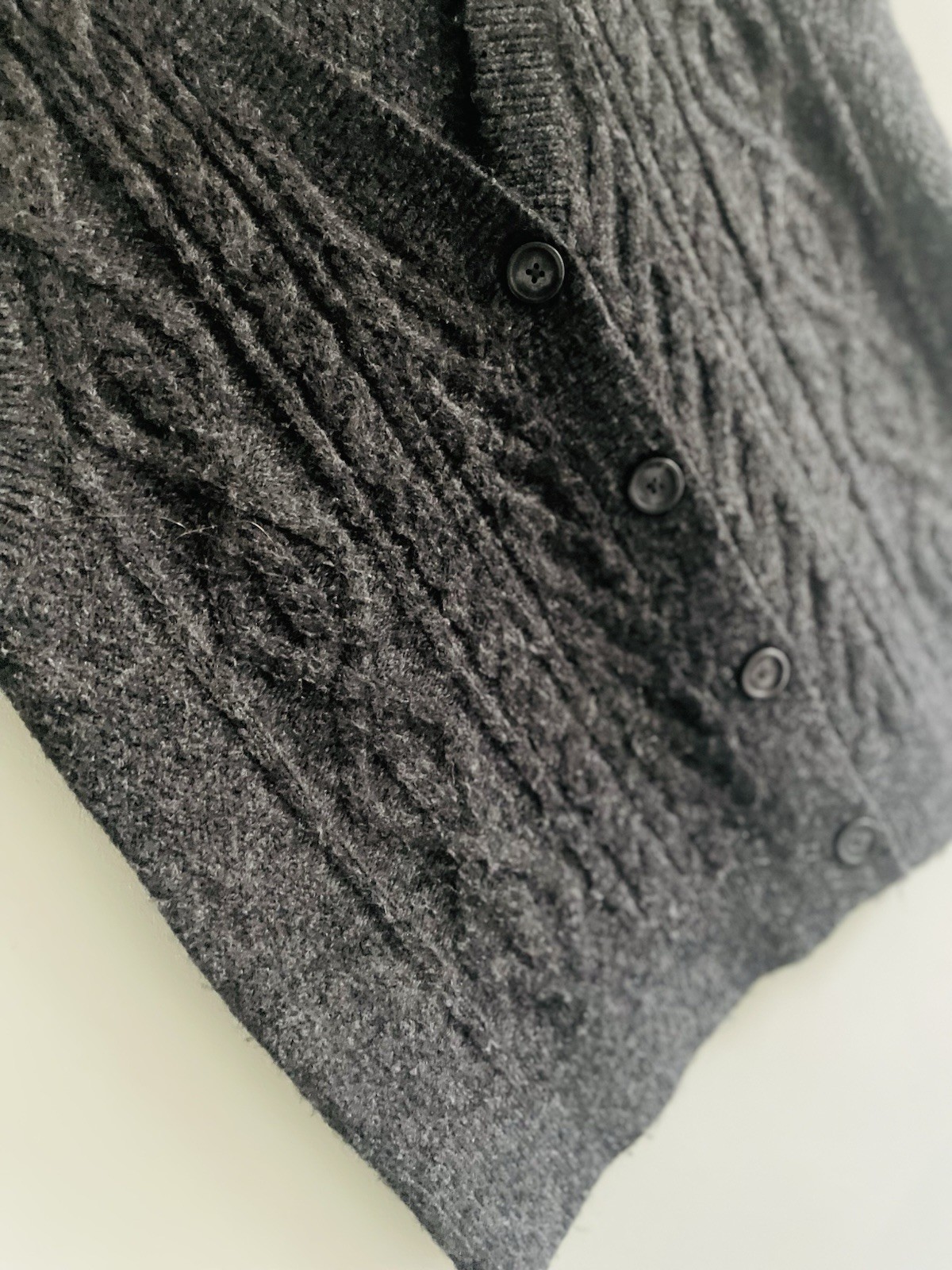 Fatface Macy Charcoal Grey Cable Knit Wool Blend Buttoned Waistcoat Uk 14 image 6