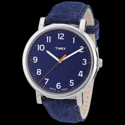 Timex Men's Original Classic Blue Denim Band 42MM Case Indiglo Light T2N955