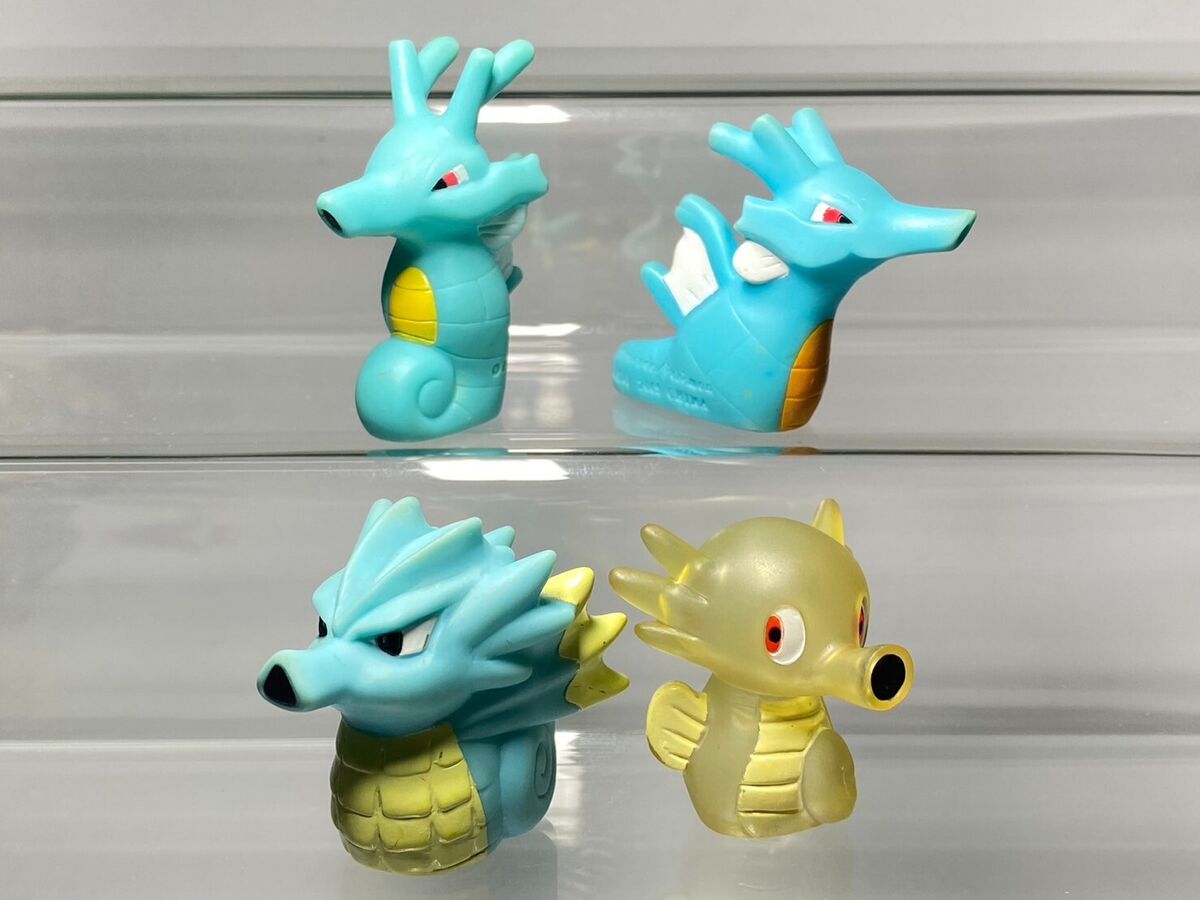 Horsea, Seadra, Kingdra Pokemon Monster Bandai Finger Puppet Collection Figure. Horsea, Seadra, Kingdra Pokemon Monster Bandai Finger Puppet Collection Figure.