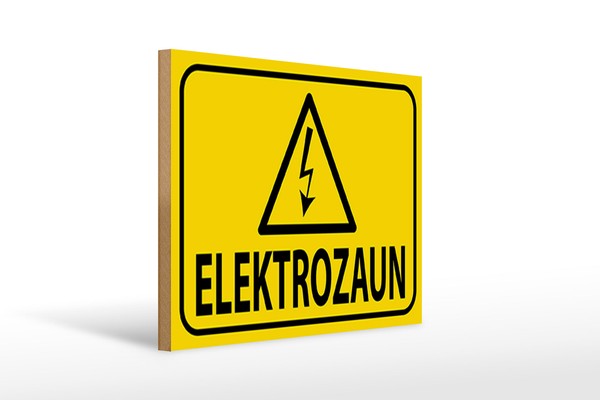 Holzschild Hinweis 40X30 Cm Elektrozaun Warnschild Vorsicht Schild Wooden Sign-image