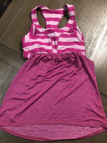 Lululemon 2-In-1 Run Tank Built In Shelf Bra Stripe Racerback Top Women's 4 - Bild 3 von 8