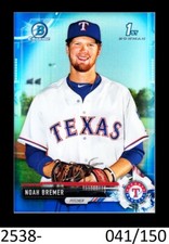 1-2017 BOWMAN CHROME DRAFT BLUE REFRACTOR NOAH BREMER RANGERS 041/150
