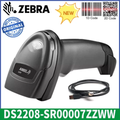 Zebra DS2208-SR00007ZZWW 1D/2D Handheld Barcode Scanner Imager With USB Cable