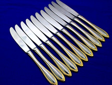 SET 10 DINNER KNIVES Schmidt, Carl John, SMD1G 18-10 EDELSTHALROSTFREI GOLD TRIM