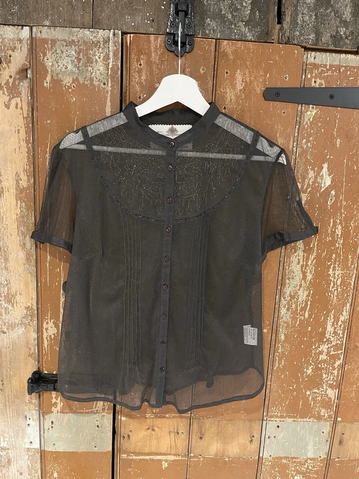 Blusa Camisa Top Regent Net by Noa Noa Gris Oscuro Malla Manga Corta Grande Foto 2 de 4