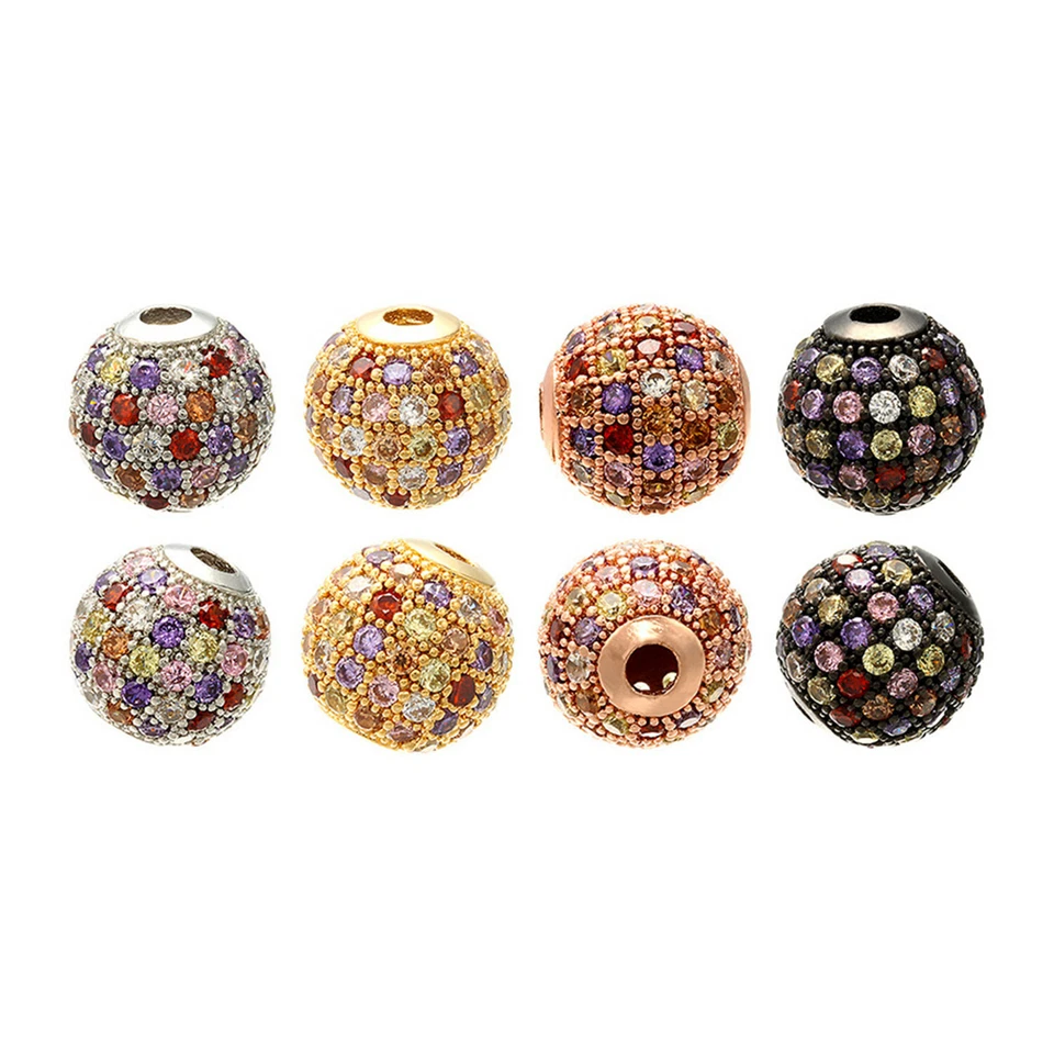 3pcs Brass Assorted Crystal Ball Spacer Beads Necklace Bracelet DIY Accessories - Image 4 of 4