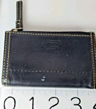 COACH Black Leather with White Stitching Wallet Vintage Read KEYRING IS MISSING