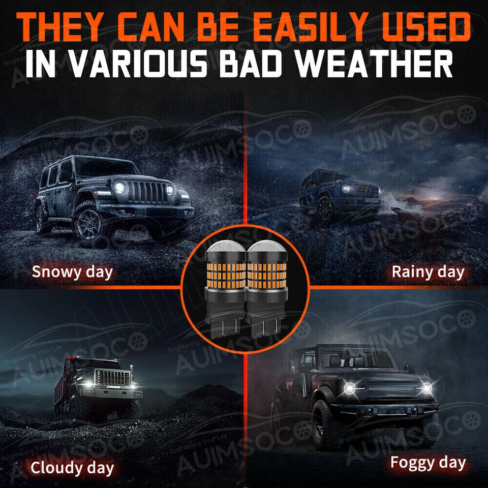 Para Dodge B3500 1995-1998 3157 LED Retroceso Luces Retroceso Bombillas Amarillo Ámbar Foto 4 de 4