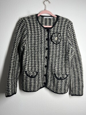 Emreco Ladies Jumpers EMRECO Mohair Blend Black White Sweater