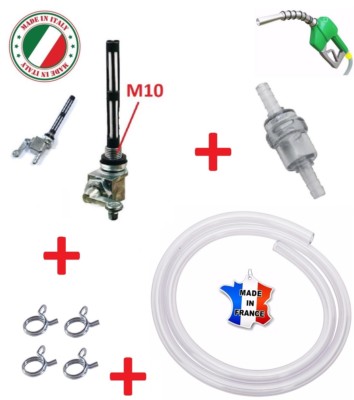 UNIVERSAL BENZIN SET MOFA WASSERHAHN FILTER HÄRTE SCHELLE MOTORRAD MOPED