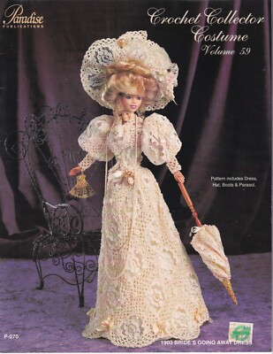 Fashion Doll Crochet Pattern 1903 BRIDE'S GOING AWAY DRESS Paradise Vol 59