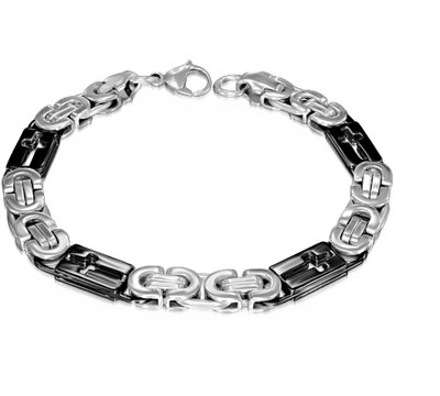 OIDEA Bracciale Uomo Con Croce Bizantina In Acciaio Inossidabile - Vintage, Regalo Religioso Per Cattolici, Prima Comunione, Battesimo