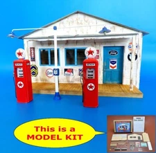 Plus Model 1/35 Gas / Filling Station (Tankstelle) Facade w/Pumps and Lights 494