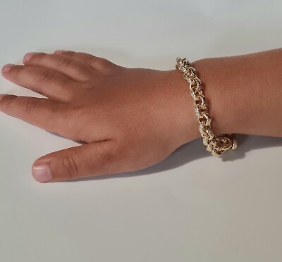 Bracciale A Catena Ovale Belcher Taglio Diamante In Oro Giallo 9 - Foto 10