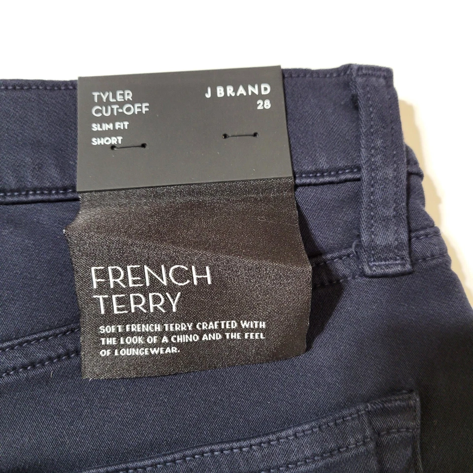 J 品牌短裤男式蓝色 Tyler Cut-off 修身版型 28 Terry Keckley 全新 — 第 3/4 张图片