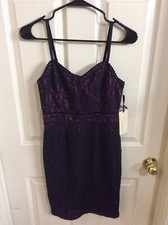 New Women’s Forever 21 Purple & Black Lace Layered Dress Semi Formal Size Small
