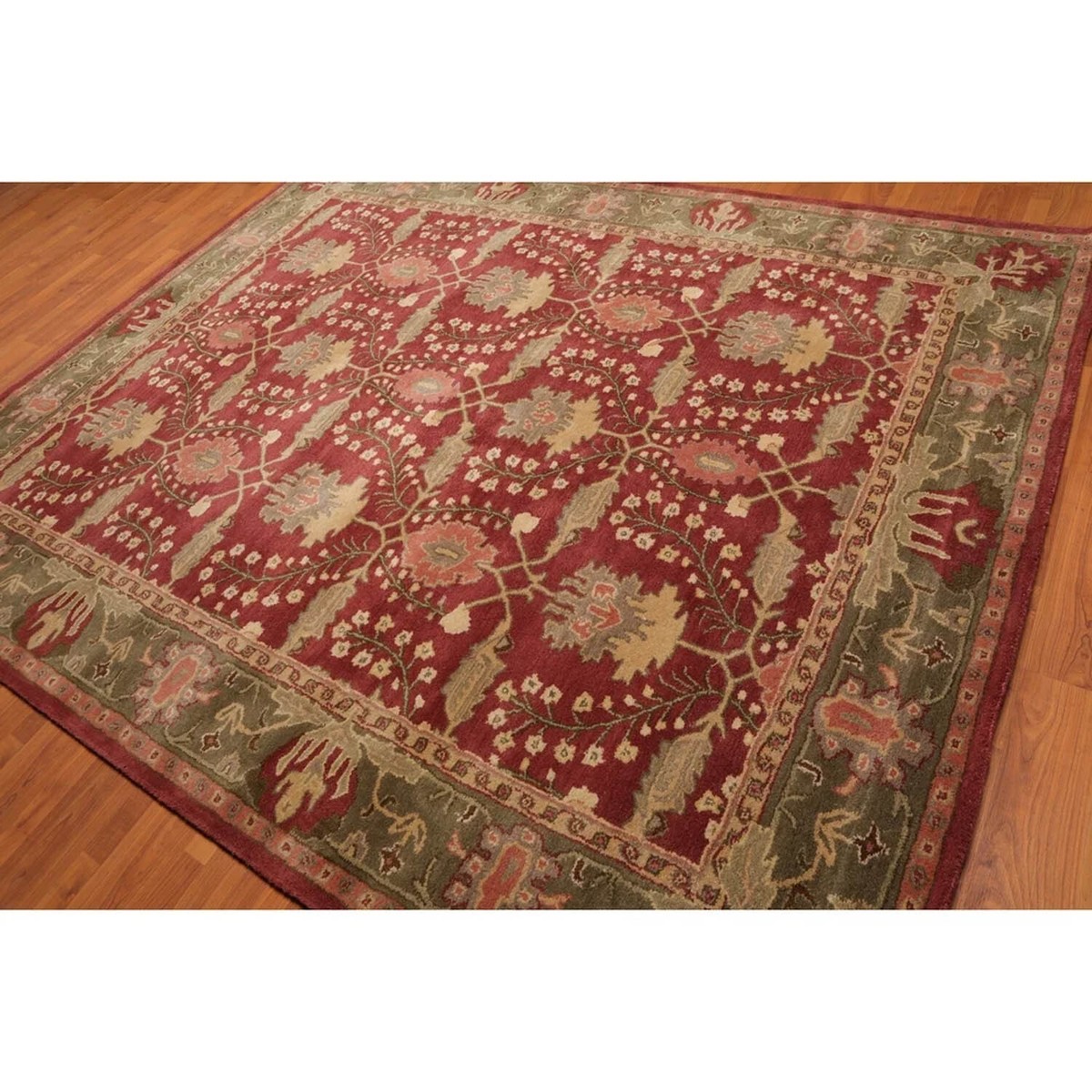 William Morris Handmade Wool Oriental Are Rug Rusty Red 8'x10', 9