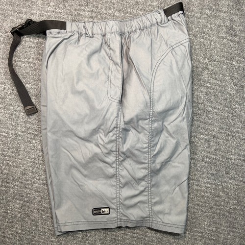 REI Shorts Mens Extra Large Silver Grey Belted Adjustable Waist Padded Ten Inch - 第 5/12 張圖片