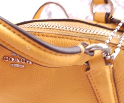 Coach Kelsey F57563 MINI Mustard Yellow Zip Top Leather Crossbody
