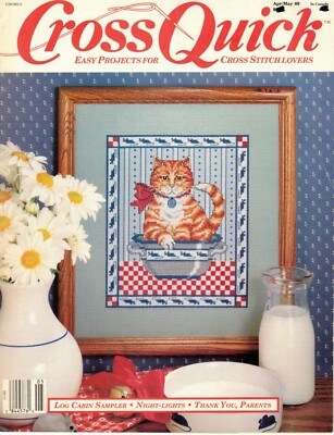 Cross Quick Magazine Sampler Cats Country Hearts Cross Stitch Patterns May 1989