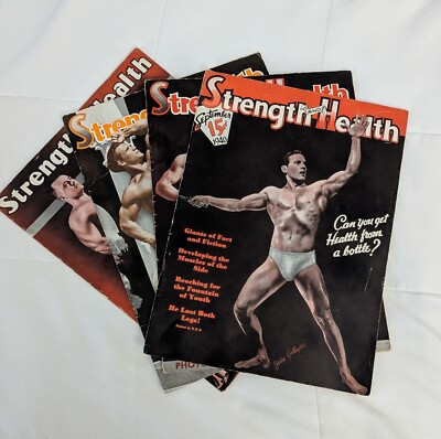 Vintage Strength & Health Magazine Lot of (4) Dec 39, Aug 40, Sep 40 & Apr 41