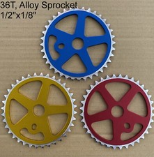 36T ALLOY CHAINWHEEL SPROCKET 1/2"x1/8"x36T, 3Colors: Blue, Gold, Red