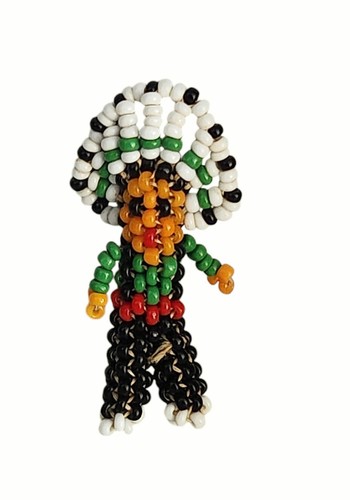 Vintage Zuni Beaded Seed Bead Native American Chief Mini Figurine Hand Crafted