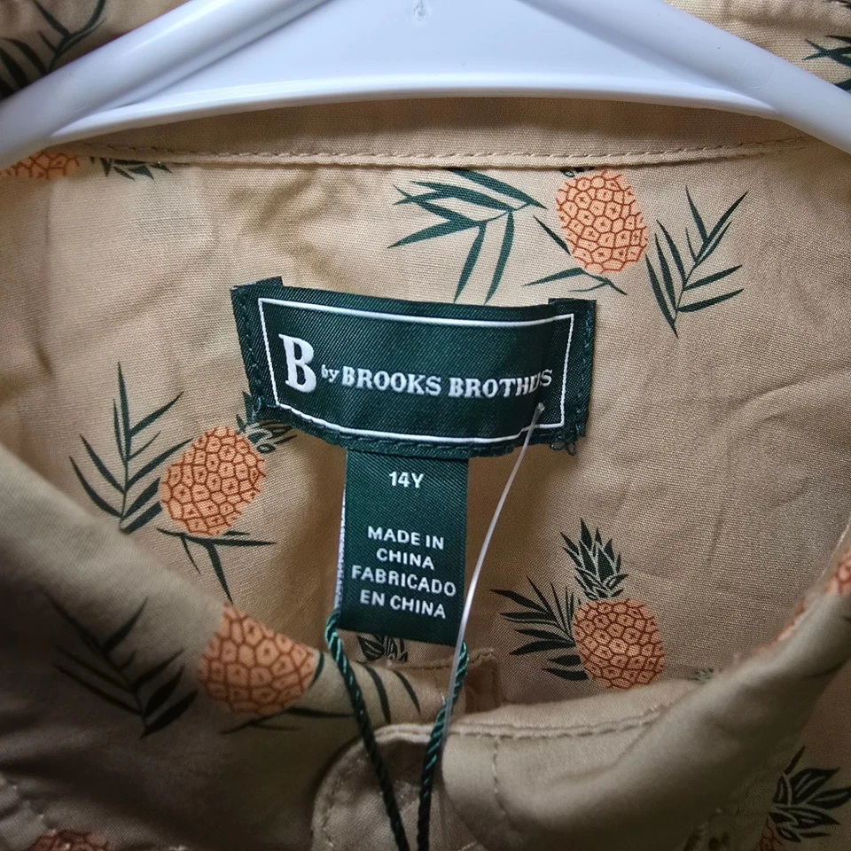Brooks Brothers Boys Button Up Short Sleeve Shirt Pineapple Print Size 14Y - Image 2 of 3