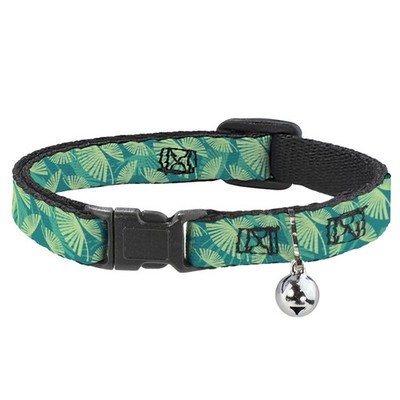 Cat Collar Breakaway with Bell Palm Leaves Stacked Pastel Greens NAR (US IMPORT)