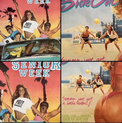 (2) Original VHS Promo Poster Lot Senior Week 1988 Side Out 1990 Rolled Comedy