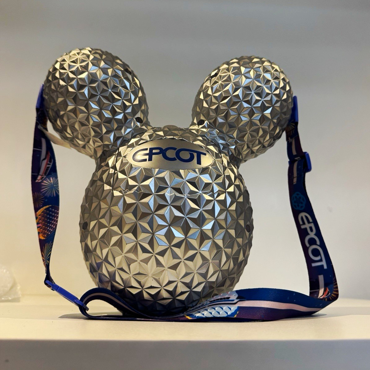 Disney EPCOT Spaceship Earth Mickey Balloon Crossbody Bag w/ Blue EPCOT Strap