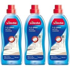 Vileda 1-2 Spray Active Cleaner Liquid 3 x 750ml Ready to Use Mop Solution