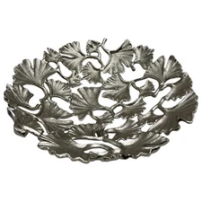 Bergamo Art 15 Inch Wide Decorative Handmade Aluminum Ginkgo Leaf Bowl