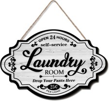 Vintage Wood Laundry Room Decor Hanging Wall Sign Door Sign Farmhouse Rustic Wal