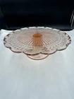 Vintage Jeanette Laurel leaf pink depression glass cake Plate