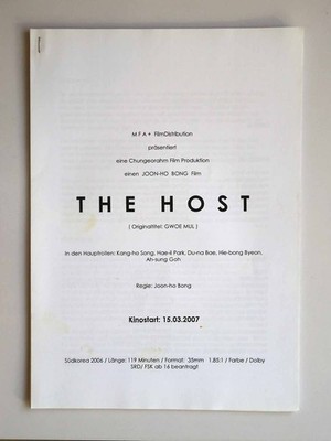 The Host - Song Kang-ho - Bae Doona - Ko Ah-seong - Scott Wilson - Presseheft