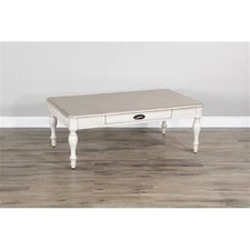 Sunny Designs Westwood Village 50" Wood Cocktail Table in Off White Taupe