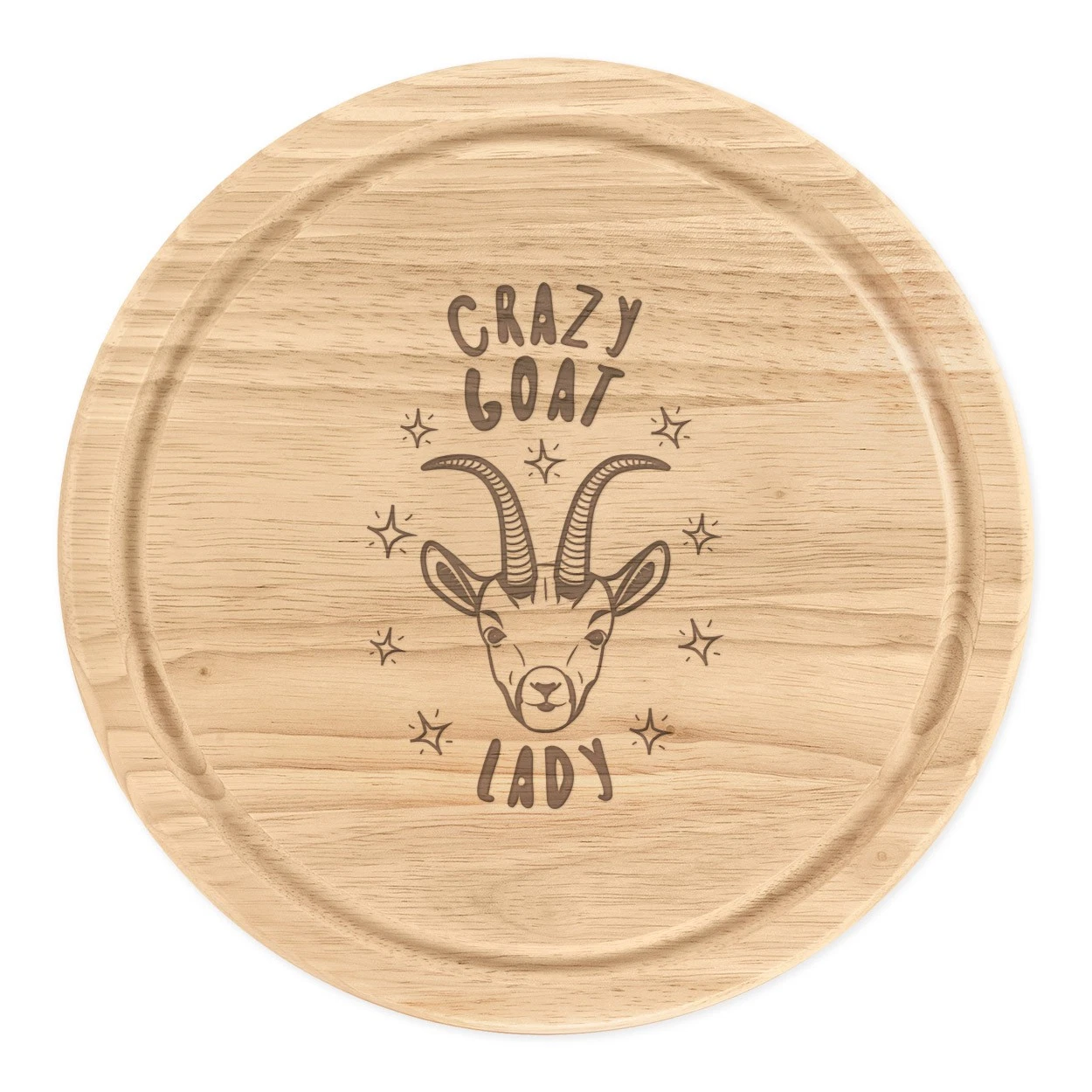 Crazy Goat Lady Stars Round Chopping Cheese Board Funny Animal