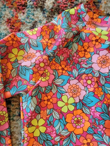 Cat & Jack Floral Print Long Sleeve One-Piece Swimsuit, L, (10/12) - Picture 3 of 12