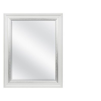 Mcs 23X29 Large Wall Mirror White Woodgrained Frame Silver Embossed Mirror Wall