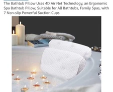 The Bathtub Pillow, Ergonomic Spa Pillow For All Styles Of Tubs, Mesh Non Slip