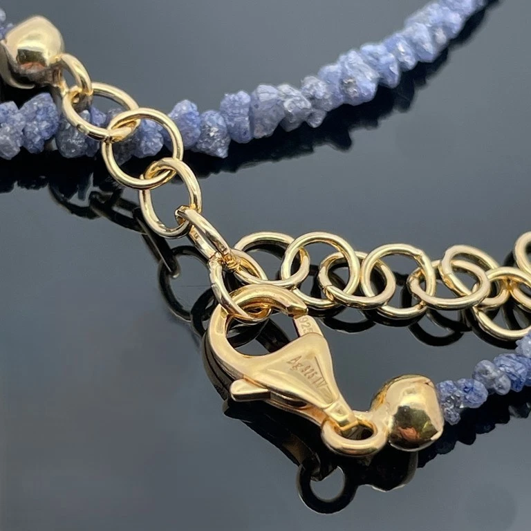 COLLIER 925/-SILBER VERGOLDET MIT ROHDIAMANT BLAU SCHMUCKJAGD - Bild 4 von 4