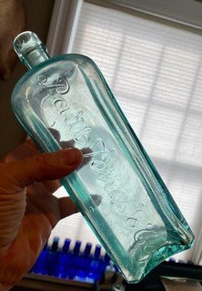 1890s PAUL JONES Red Star Gin Bottle Hand Blown Tooled Top Unusual BIG 10" Tall