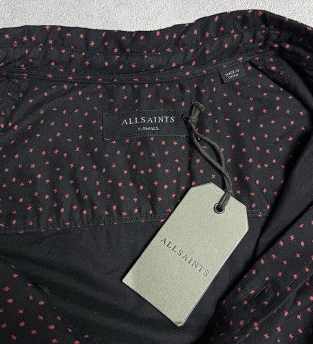 Allsaints Solar LS Black/Red Mens Long Sleeve Button Shirt Size XS/S - Picture 9 of 15