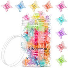Glitter Butterfly Hair Clips, 100 Pack, 10 Colors, Mini Claw Clips for