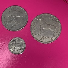3 X Irish Coins 1949 three pence 1962 half crown 1965 florin 
